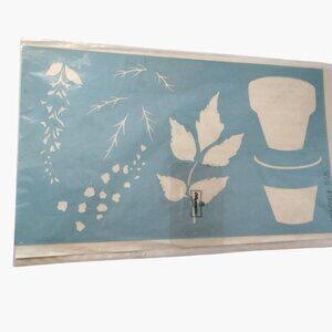 Sandy Aubuchon Stencil Flower Pot Leaves Easy Art Production Free Form ST05